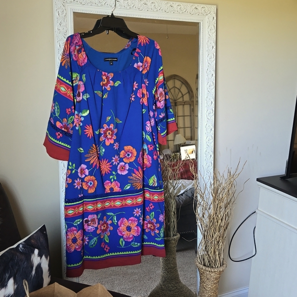 Chris Mclaughlin Blue Floral Shift Dress